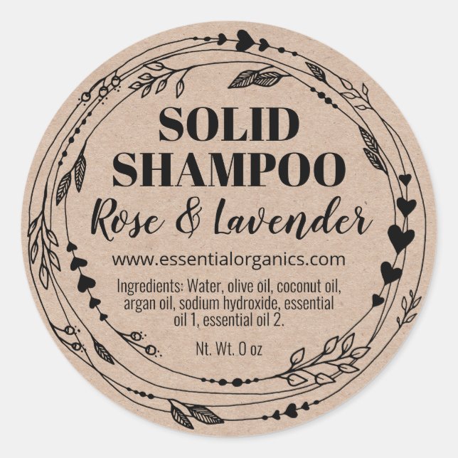 Natural Leafy Handmade Solid Shampoo Bar Classic Round Sticker (Front)