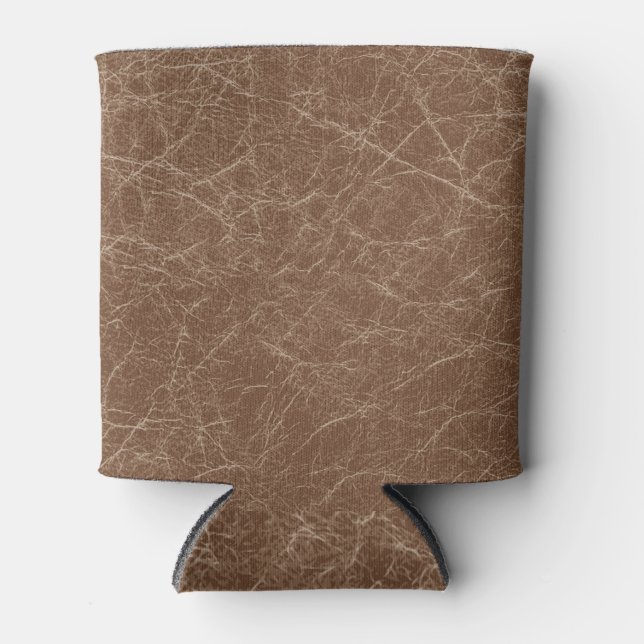Natural Leather Texture: Seamless Brown Detail Can Cooler (Front)