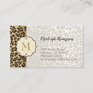 Natural Leopard Print Custom Monogram Name Business Card
