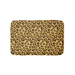 Natural Leopard Skin Print Fake Fur Pattern Bath Mat