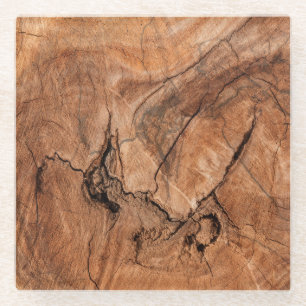 Natural Light Brown Wood Glass Coaster
