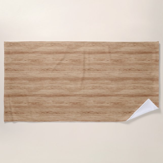 Natural Light Oak Wood Grain Texture Beach Towel (Front)