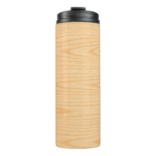 Natural Light Oak Wood Grain Texture Thermal Tumbler