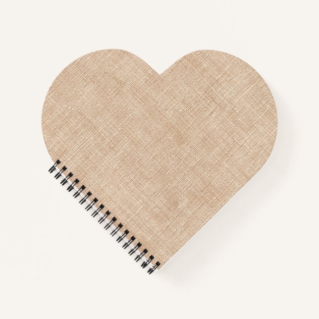 Natural Linen Fabric Texture in Warm Beige Notebook (Front)