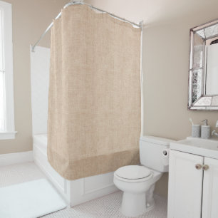 Natural Linen Fabric Texture in Warm Beige Shower Curtain