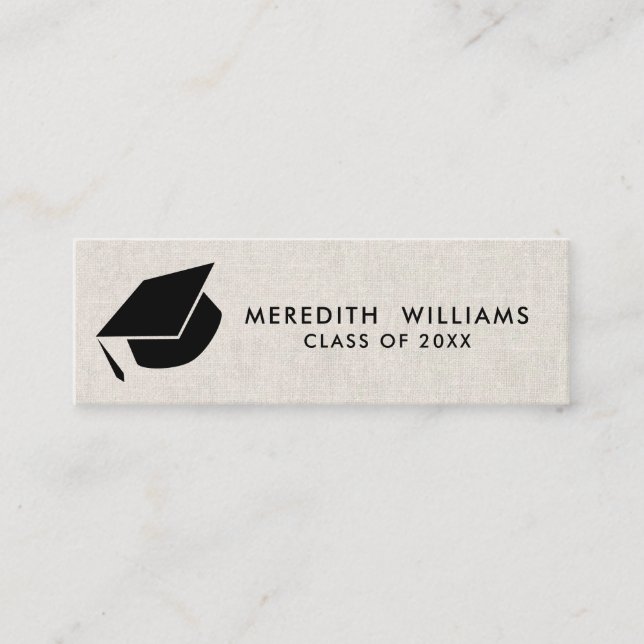 Natural linen Grad Cap Graduation Insert (Front)