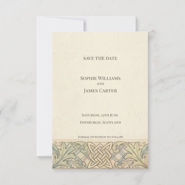 Natural Linen Save the Date Card (Front)