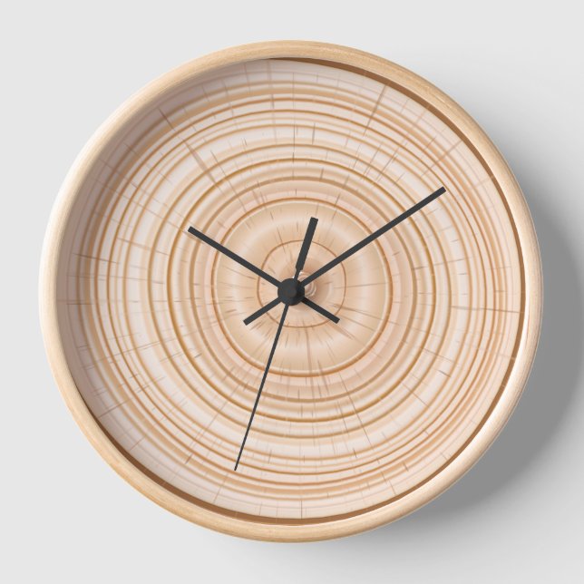 Natural Look- Wall Clock- Tree Rings Clock (Front)