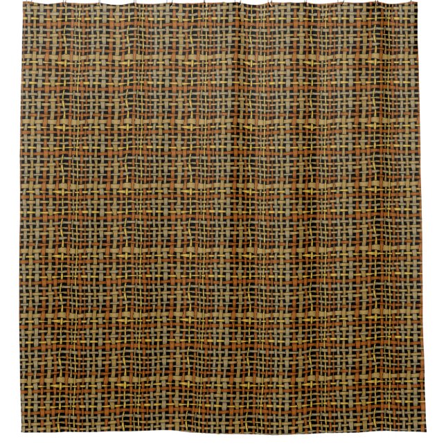 Natural Look Woven Strings Grey Shower Curtain (Front)