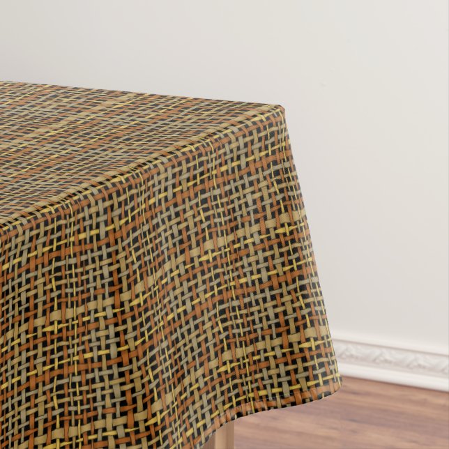 Natural Looking Graphical Woven Strings Grey Tablecloth (In Situ)