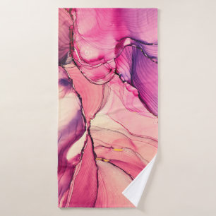 Natural luxury abstract fluid art painting in alco bath towel