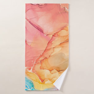 Natural luxury abstract fluid art painting in alco bath towel