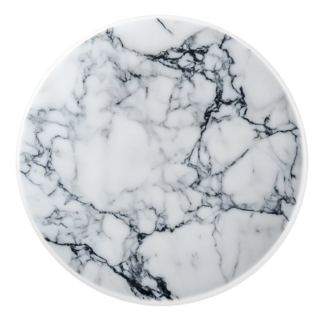 Natural Marble Grey Pattern Ceramic Knob (Front)