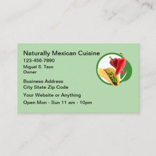 Natural Mexican Cuisine Business Cards 