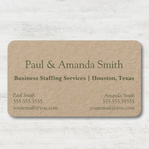 Natural Minimalist Kraft Business Card w/ 2 Names