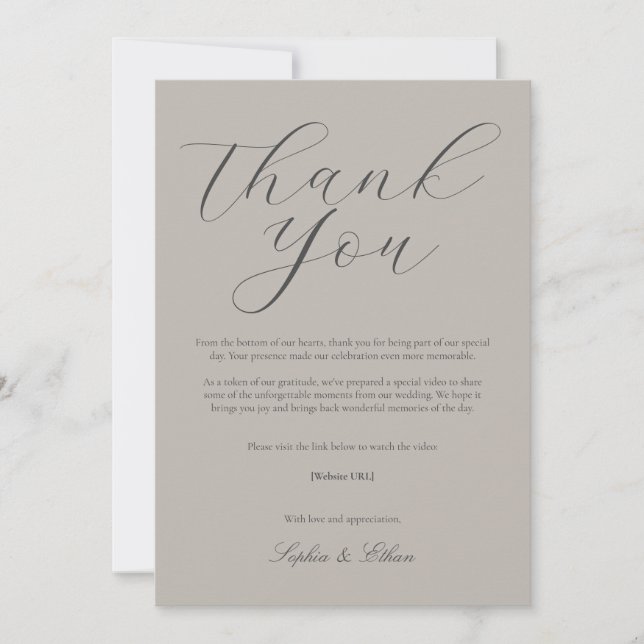 Natural Minimalist Wedding Thank You Card (Front)