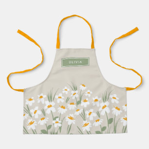 Natural modern daisy blue girly elegant stylish apron
