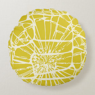 Natural Mosaic Yellow Mustard Round Cushion