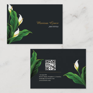 Natural Motifs Floral Green Leave QR Code Business Card
