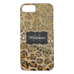 Natural n Gold Leopard Animal Print Glitter Look Case-Mate iPhone Case
