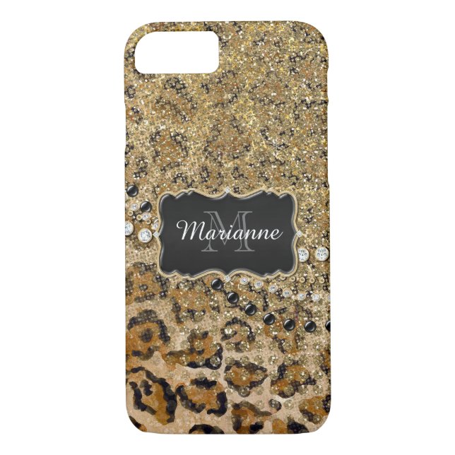 Natural n Gold Leopard Animal Print Glitter Look Case-Mate iPhone Case (Back)