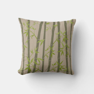 Natural Nature Bamboo Plant Linen Look Cushion
