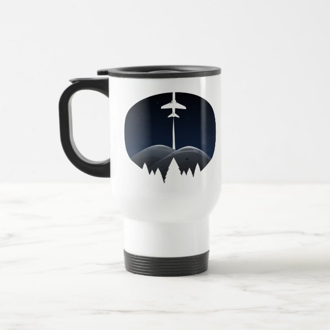 natural night view with passing flight  travel mug (Left)
