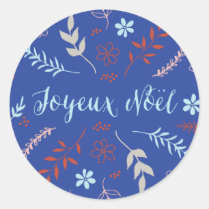 Natural Noël Christmas Holiday in Indigo Classic Round Sticker