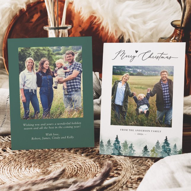 Natural Noel: Pine Forest 2 Photo Merry Christmas Holiday Card (Creator Uploaded)