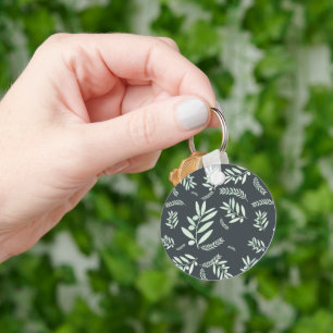 Natural olive branch pattern key ring