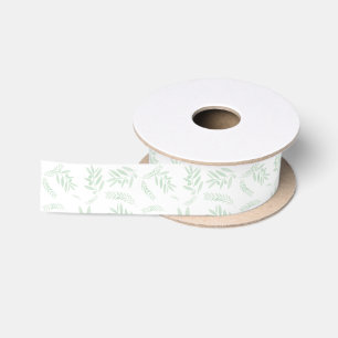 Natural olive branch pattern satin ribbon