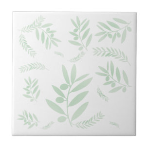 Natural olive branch pattern tile