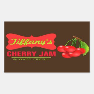 Natural Organic Cherry Jam Handmade Jams Rectangular Sticker
