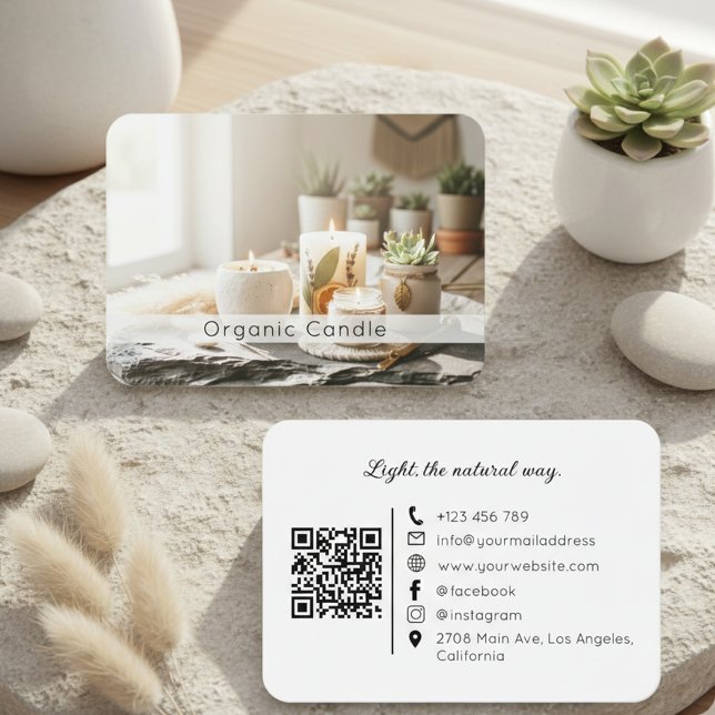 Natural Organic Handmade Candle QR Code  Business Card (Creator Uploaded)