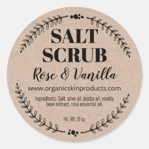 Natural Organic Salt Scrub Labels