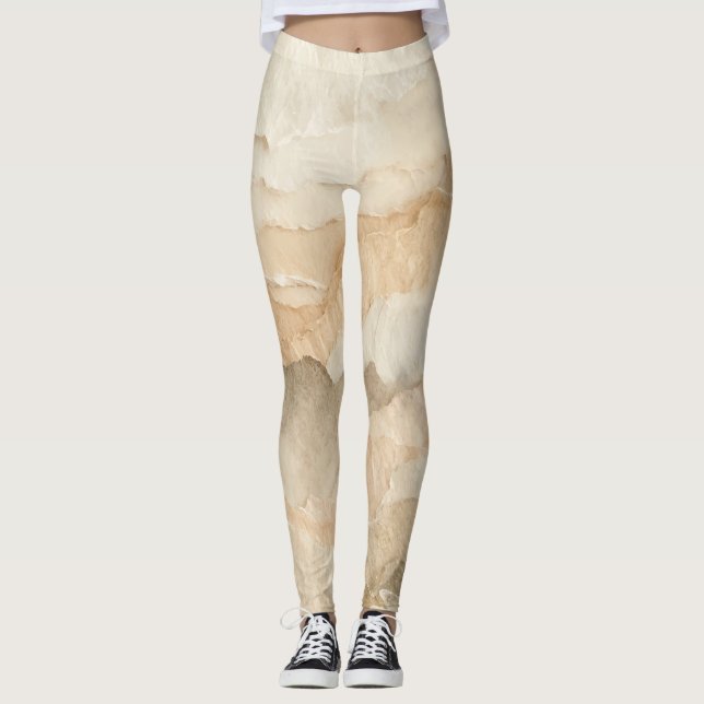 Natural Organic Textured Ripped Layers  Leggings (Front)