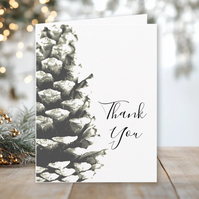 Natural Pine Cone on White Wedding Thank You (Creator Uploaded)
