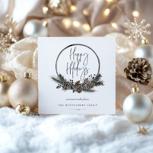 Natural Pine Hoop Wreath Holiday Card