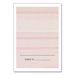 Natural Pink Stripes Burlap Texture Wedding Table Number