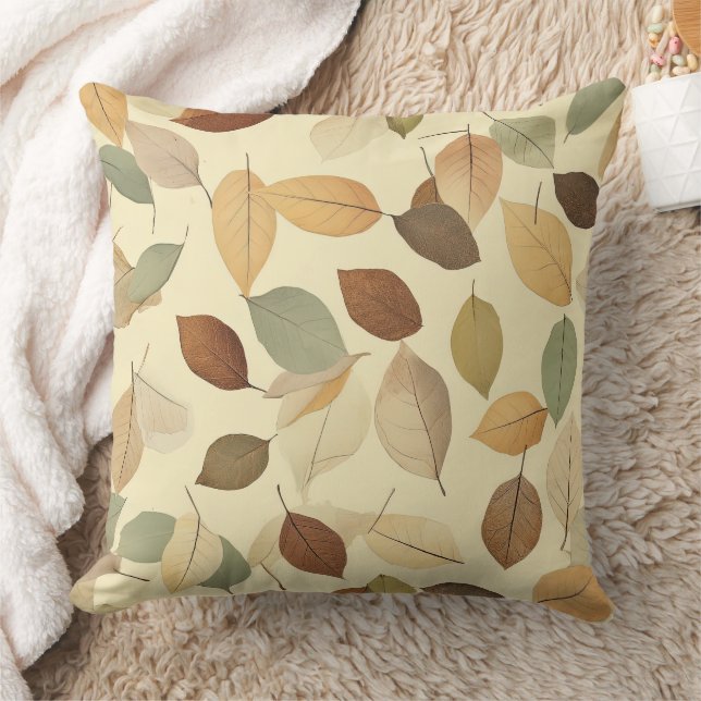 Natural Pressed Leaf with Amber and Sienna Cushion (Blanket)