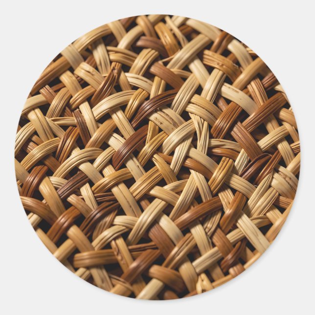 Natural Rattan Wicker Weave Texture Pattern Classic Round Sticker (Front)