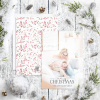 Natural Red Berry Merry Christmas Script Photo Hol