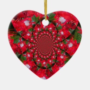 Natural Red Flower White Feather Kaleidoscope Art Ceramic Tree Decoration