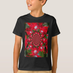 Natural Red Flower White Feather kaleidoscope art T-Shirt