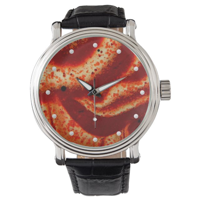 Natural red jasper gemstone macro picture watch (Front)