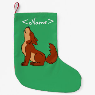 Natural Red Wolf Pup Howling Small Christmas Stocking
