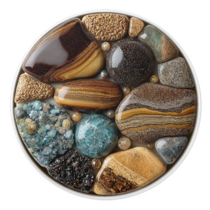 Natural Rock Gems Turquoise Tiger Eye Jasper Agate Ceramic Knob