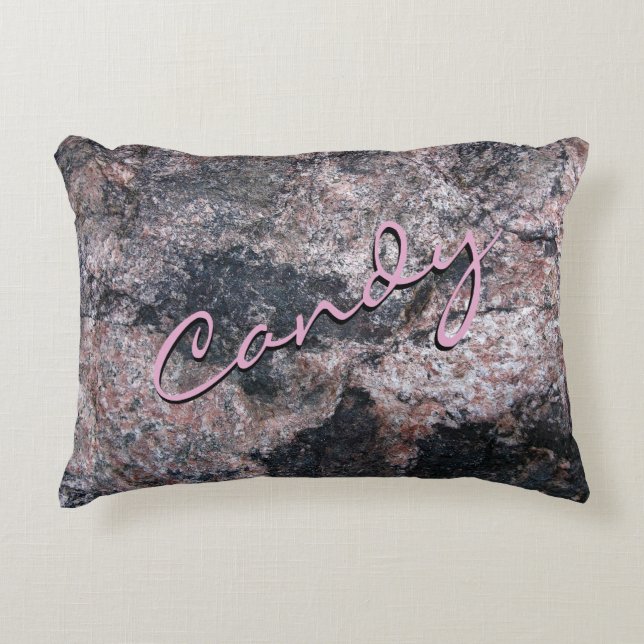 Natural Rock Texture Pink Candy Decorative Cushion (Front)