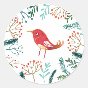 Natural Rustic Christmas Classic Round Sticker