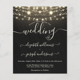Natural Rustic Wood & Black White Lights wedding Flyer
